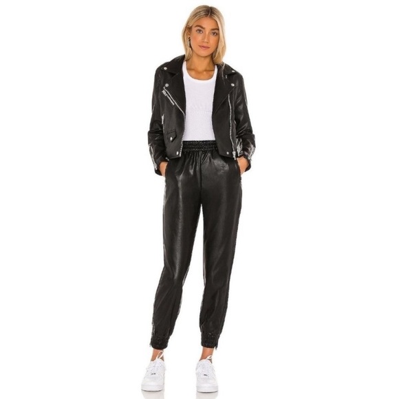 superdown Pants - Superdown Rinah Leather Jogger Pant Black Faux Bottoms Pants Size S REVOLVE